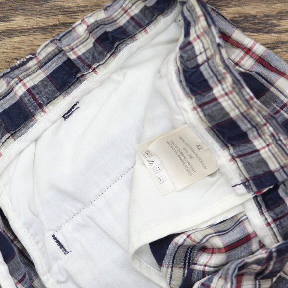 Haggar Mens Cotton Elastic Waist Casual Shorts Blue Red Plaid 42 - Picture 6 of 7